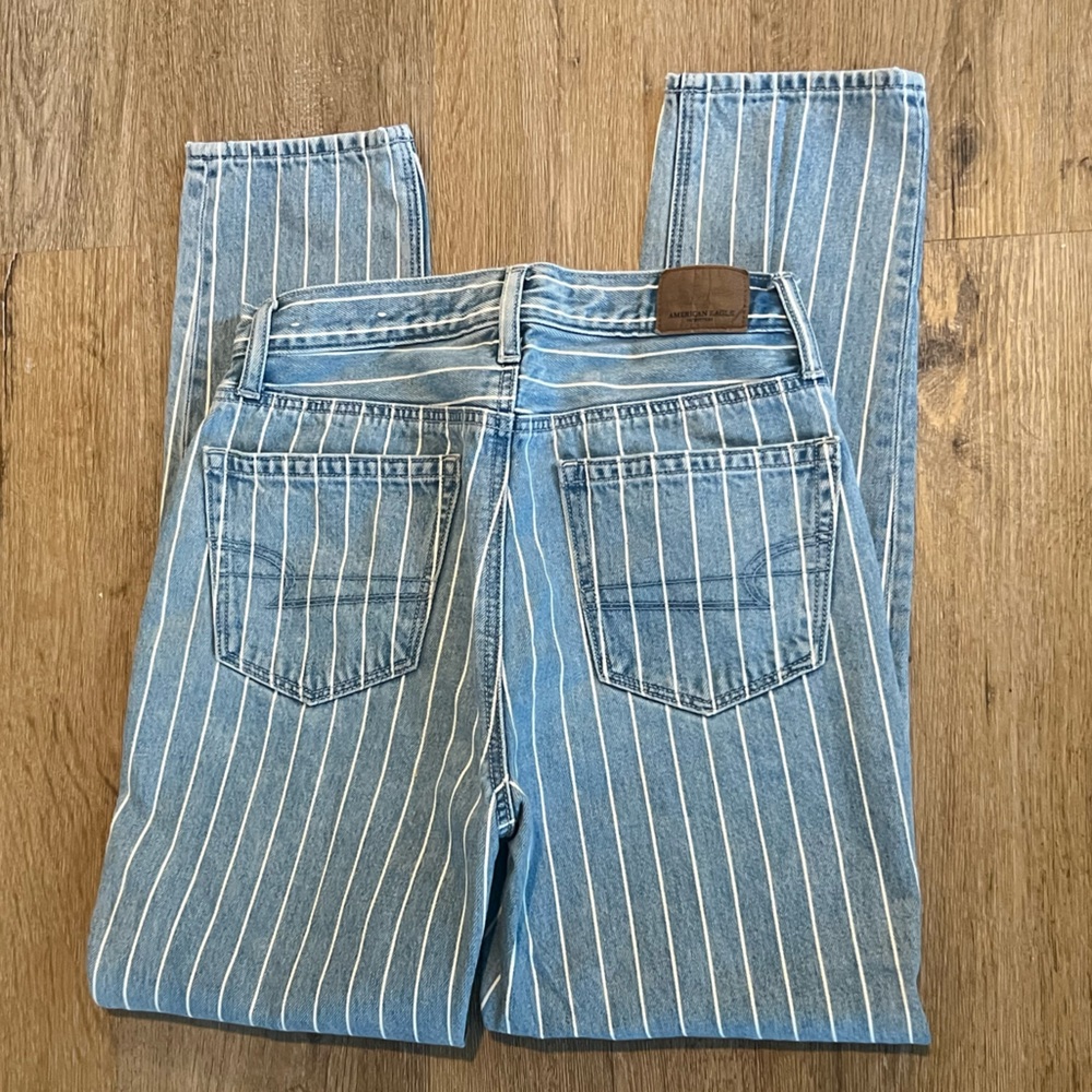 Striped Blue Denim Jeans